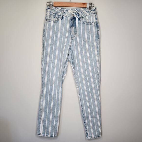 Pac Sun Mom Jeans Women's 25 High Rise Stripe Denim - Picture 2 of 9